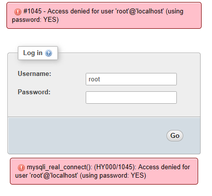 حل مُشكلة  Access denied for user ‘root’@’localhost’