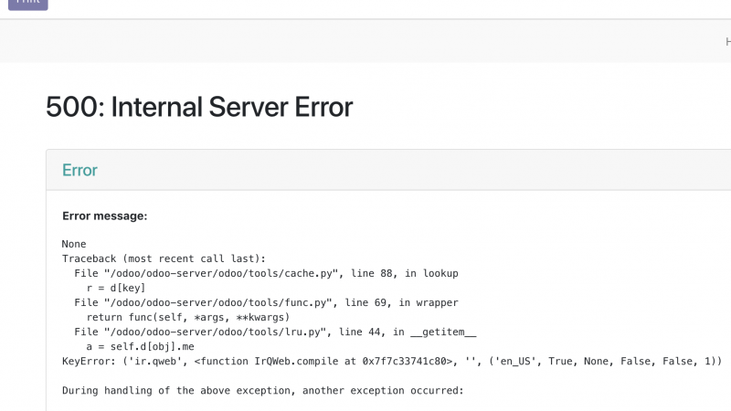 أخطاء وحلول في Odoo